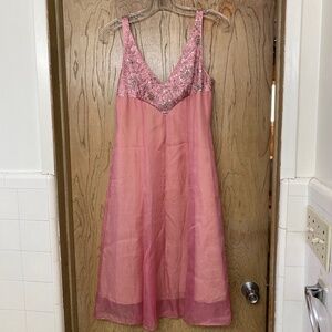 Deadstock Vintage Pink 100% Silk Beaded Formal Dress (sz 4)